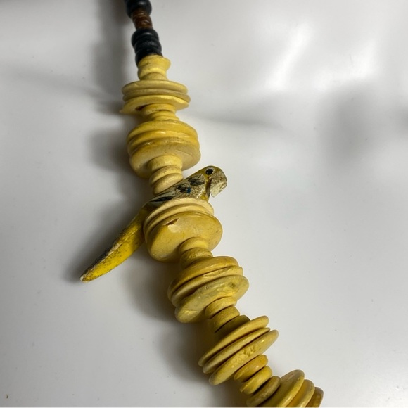 Handcrafted Wooden Beaded & coconut shell discs Necklace 24” - Picture 3 of 7